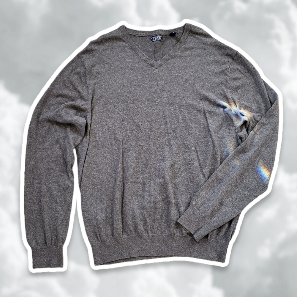 Izod XL Gray V-Neck Sweatshirt
